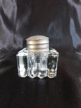 Glass Inkwell with Metal Lid # 22603